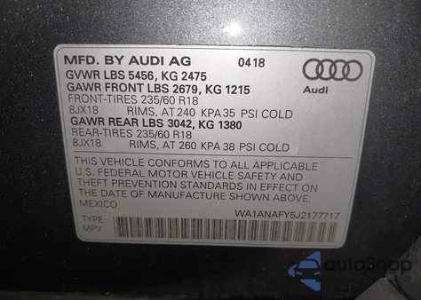 2018 Audi Q5 2.0T Premium/2.0T Tech Premium from USA, damaged, VIN WA1ANAFY5J2177717